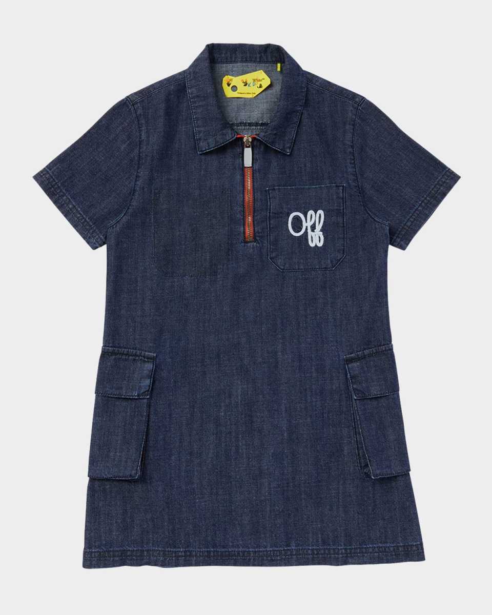 Girl's Script Type Denim Dress, Size